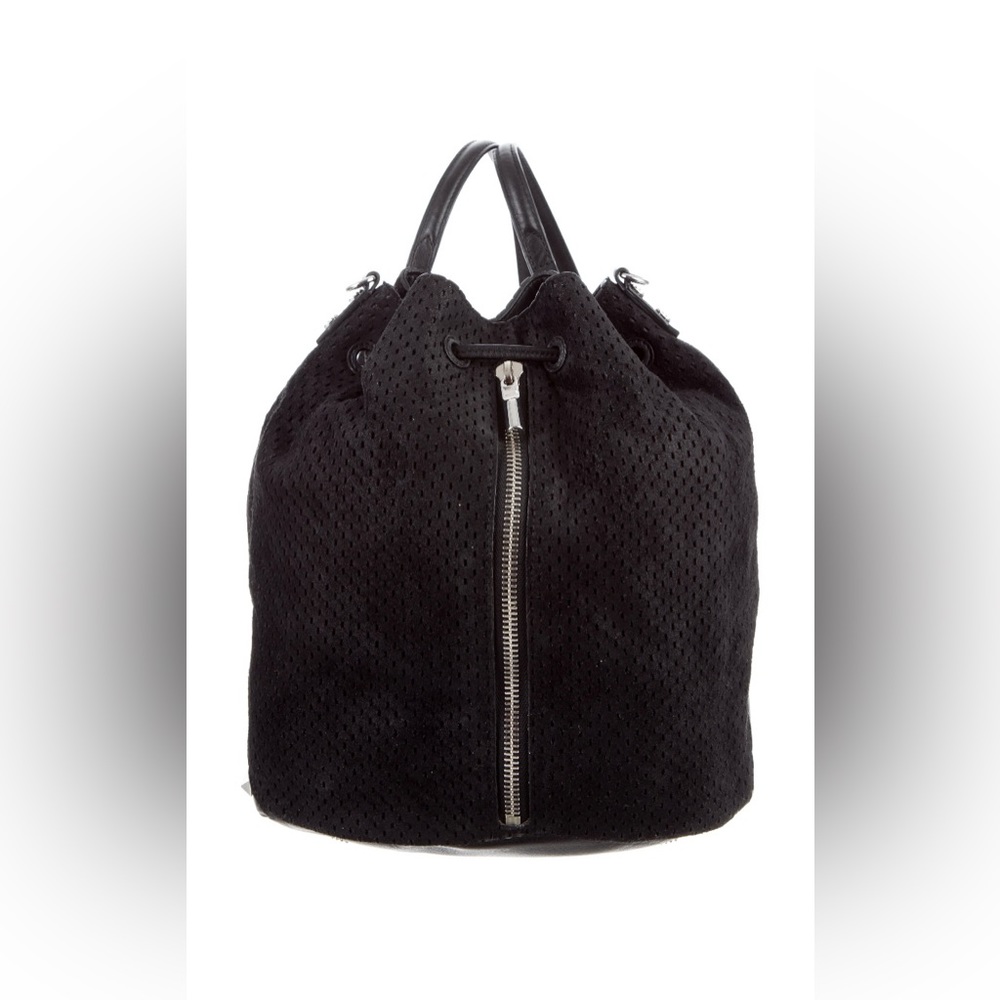 Black perforated suede Elizabeth and James Cynnie sling bag